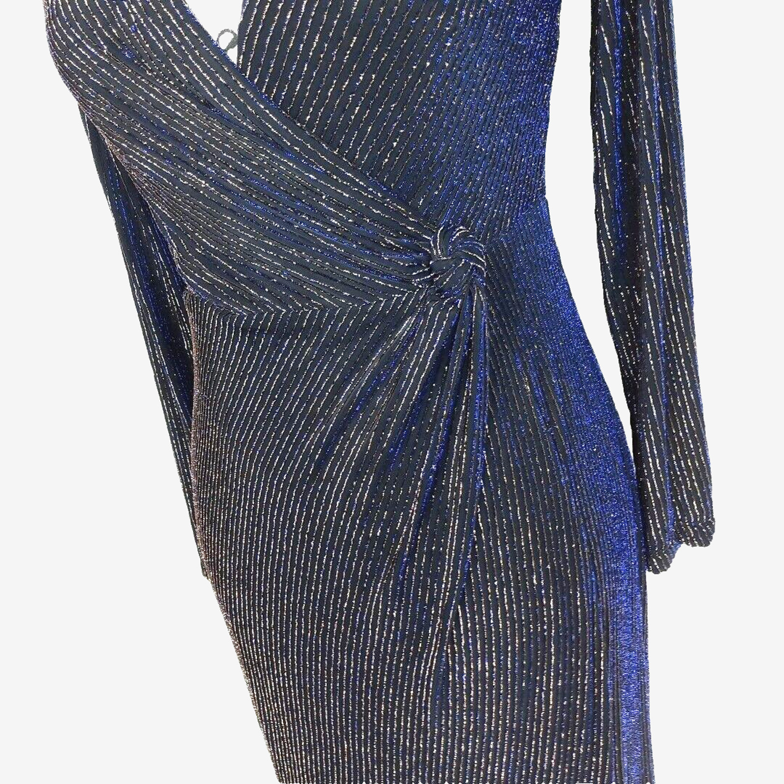 Vintage 90s Metallic Faux Wrap Maxi Dress Size 4 Black Blue Whimsigoth Event