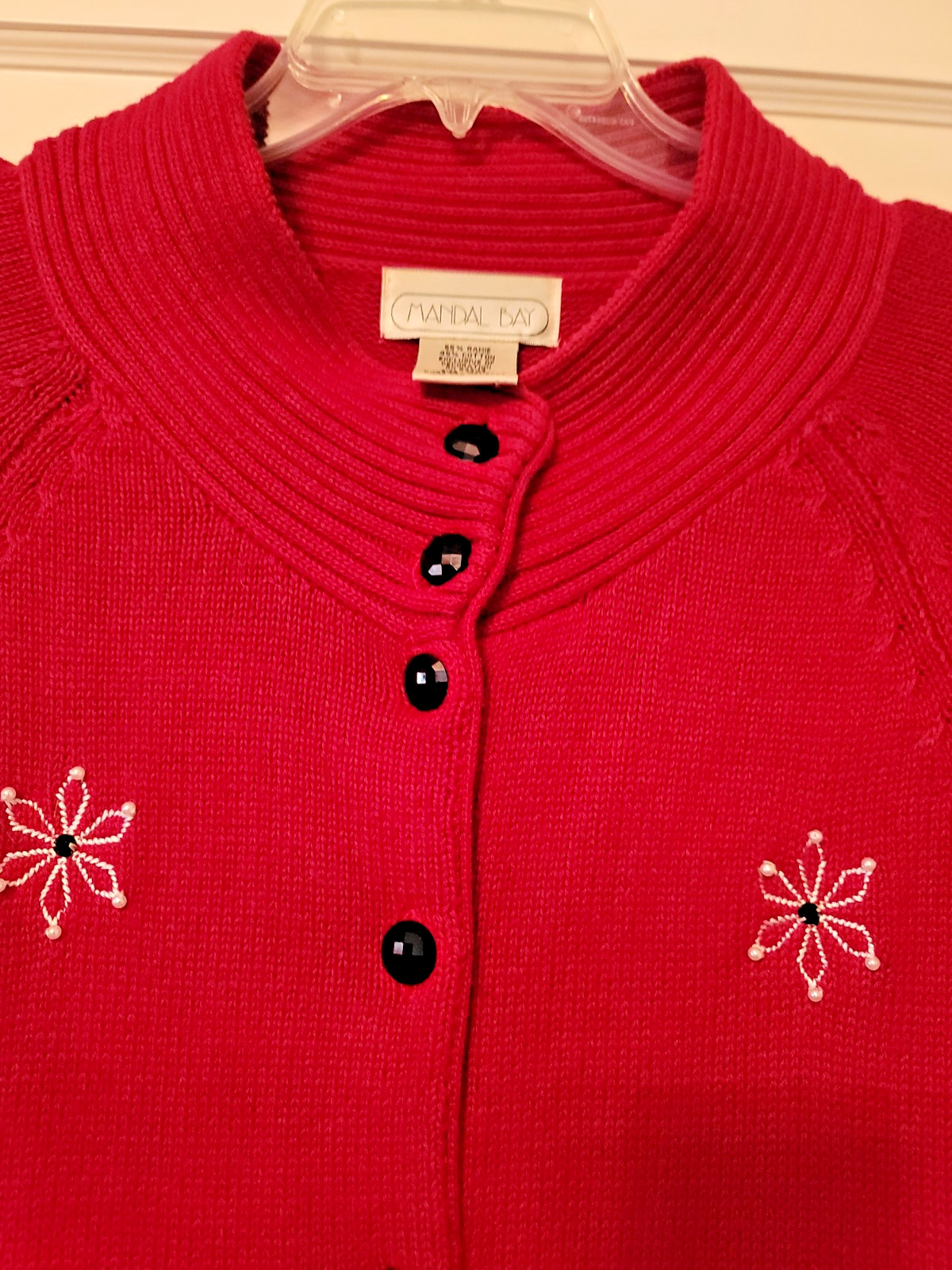 VTG XXL Women’s Christmas Knit Sweater Mandal Bay Red with Applique Snowmen