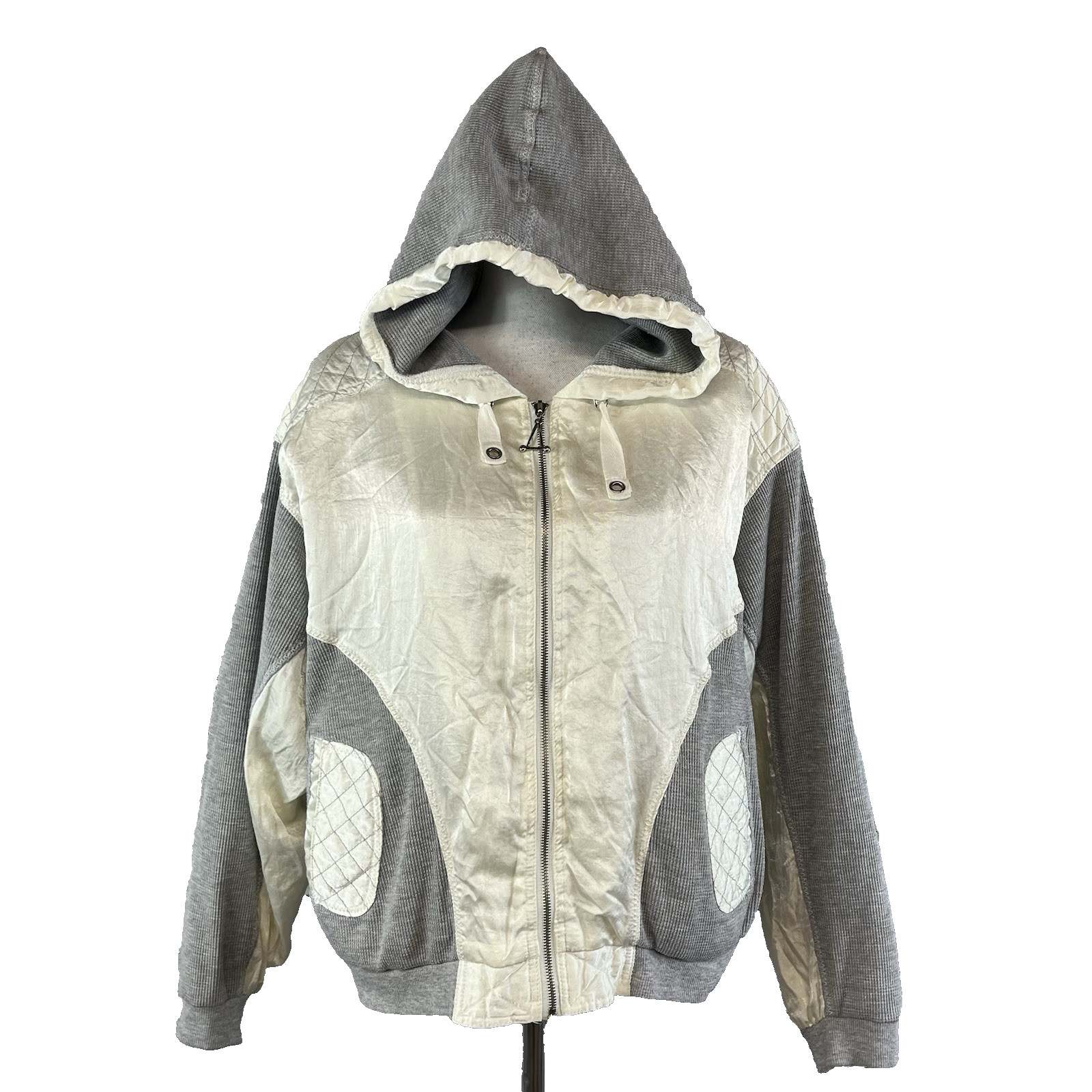 East West Windbreaker Ski Jacket Women’s size Large Puffy Gray Beige Vintage