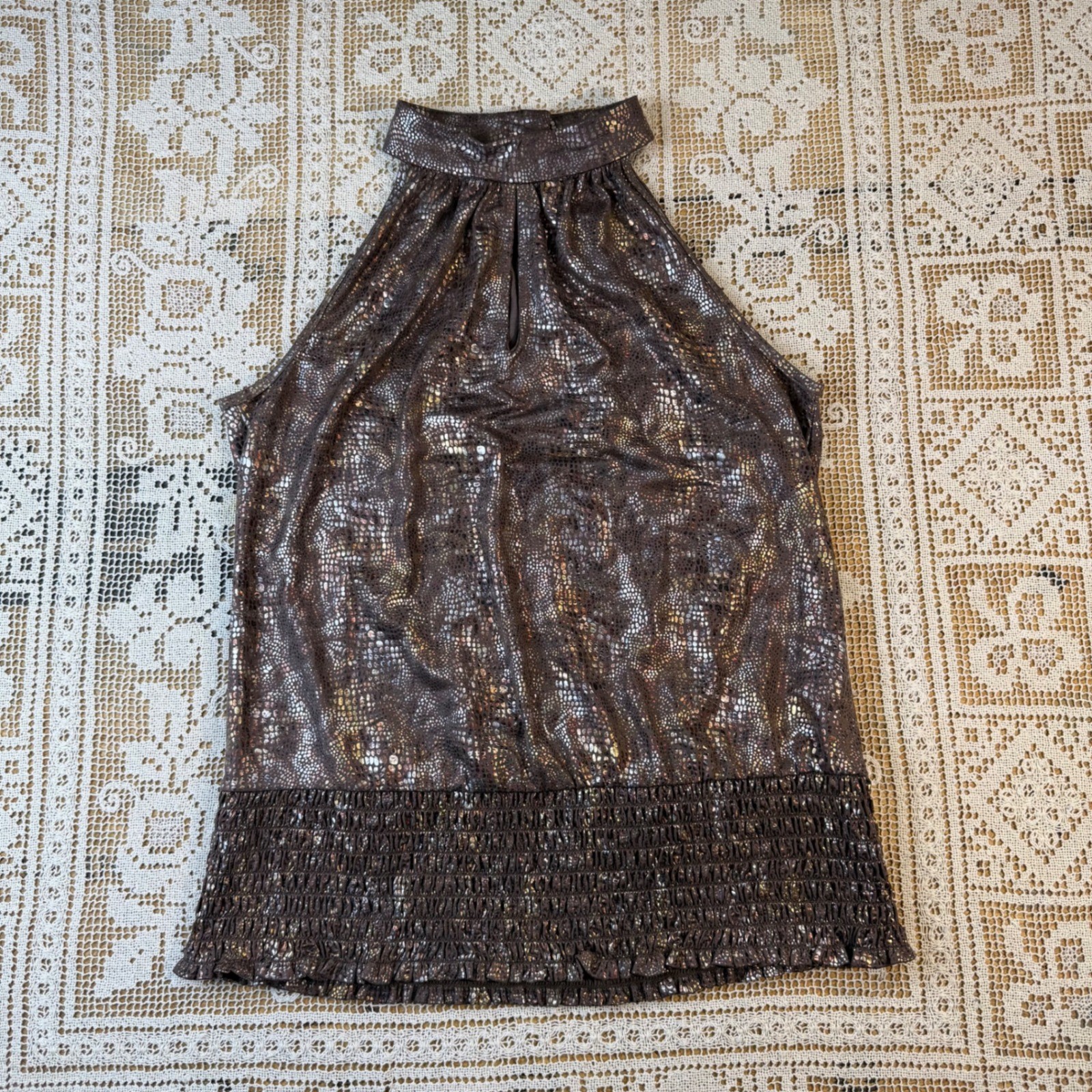 Vtg Cato Snake Print Keyhole Halter Top Sexy Y2K Night Out Shirt Sz M
