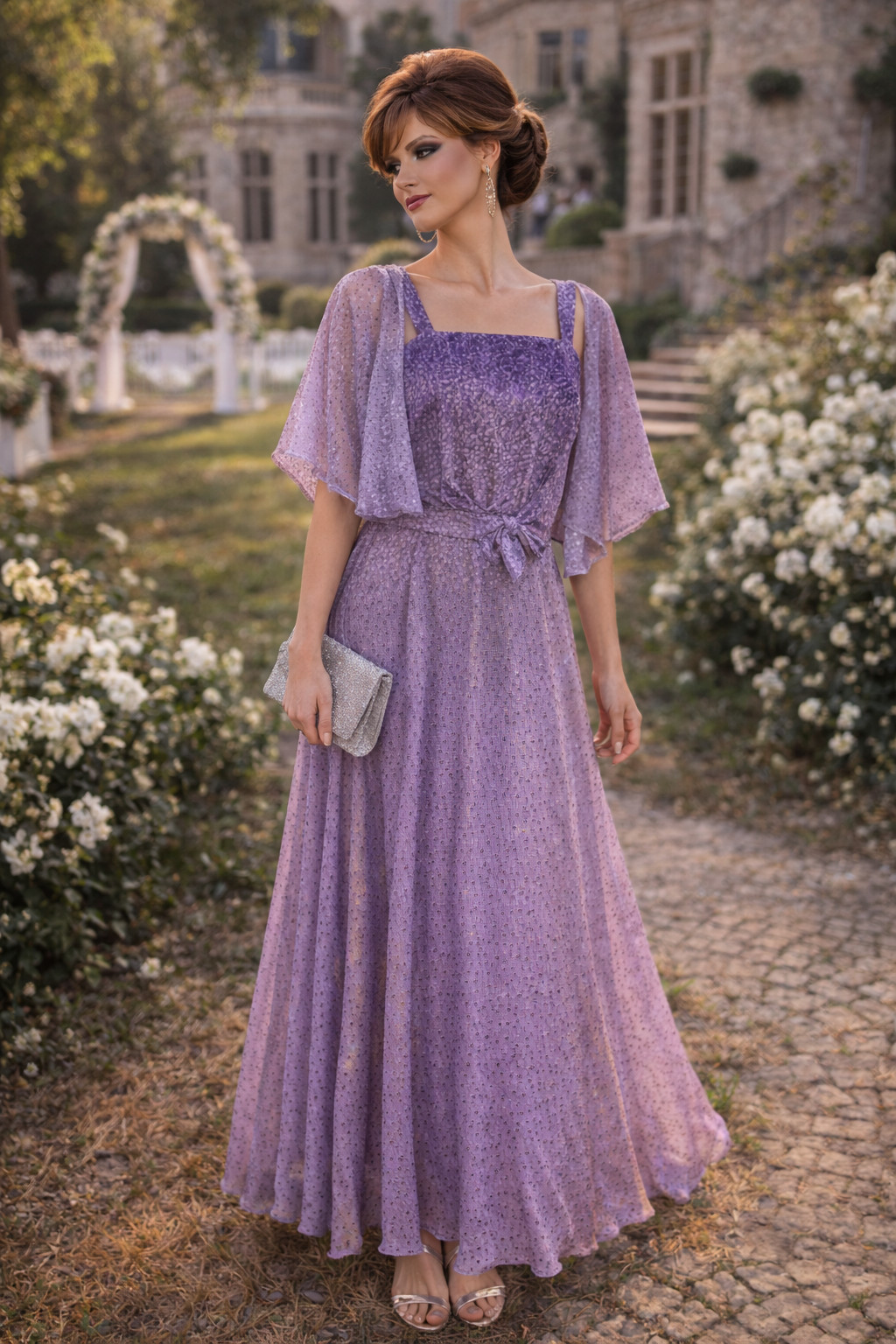 Vintage 70s Maxi Dress Kleemeier Hof Purple Evening Gown w/ Bolero Boho Gala 38 40