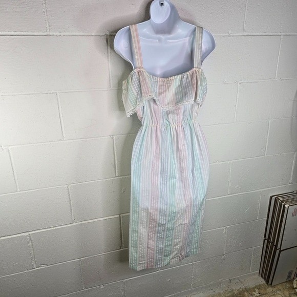 Vtg 70s ice cream rainbow pastel striped sundress