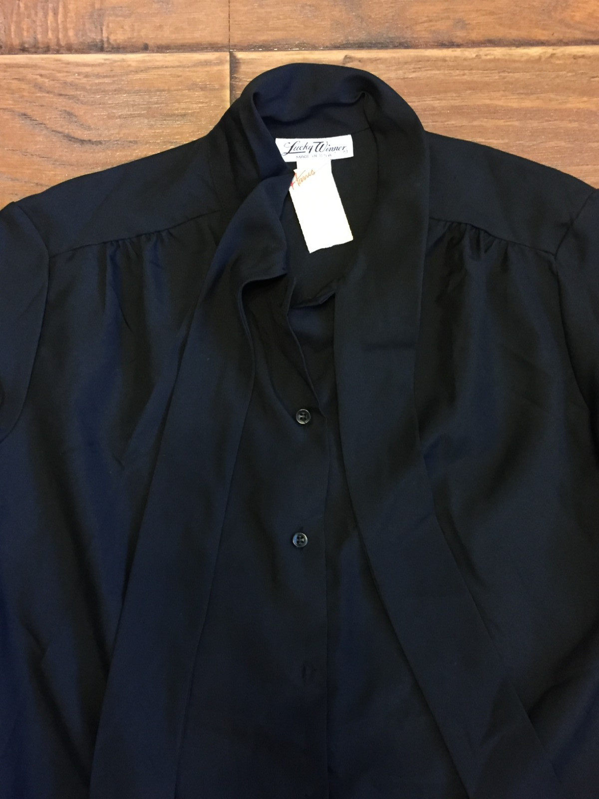 Vintage Women’s Blouse Top,Lucky Winner Made in USA Size 16,Black New W/ Tags