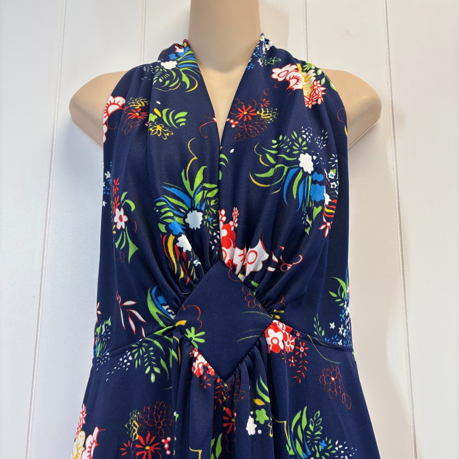 Vintage Gay Gibson Women 60s 70s Floral Halter Maxi Dress Size M Boho Garden