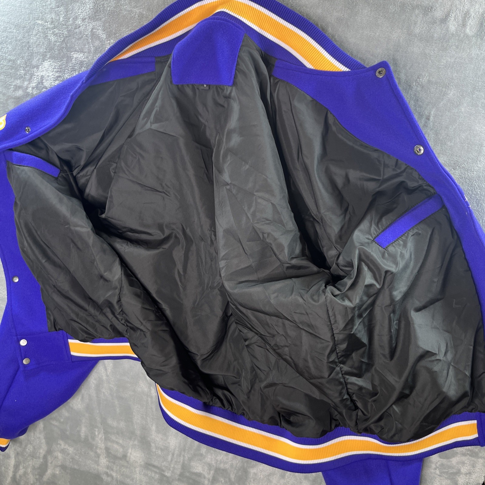 Rhinebeck NY High School Purple Yellow Letterman Stitched Button Jacket Large