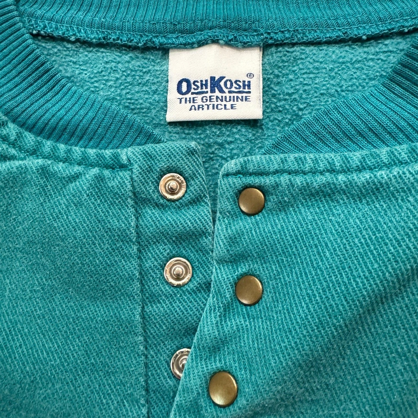 Vintage 90s Osh Kosh Quarter Snap Pullover Sweatshirt Teal Size XL Retro