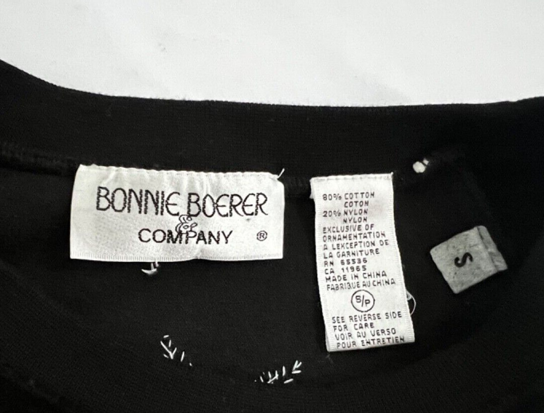 BONNIE BOERER BROWN DERBY COCOANUT GROVE WOMENS BLACK VELVET SEQUINS SWEATER S