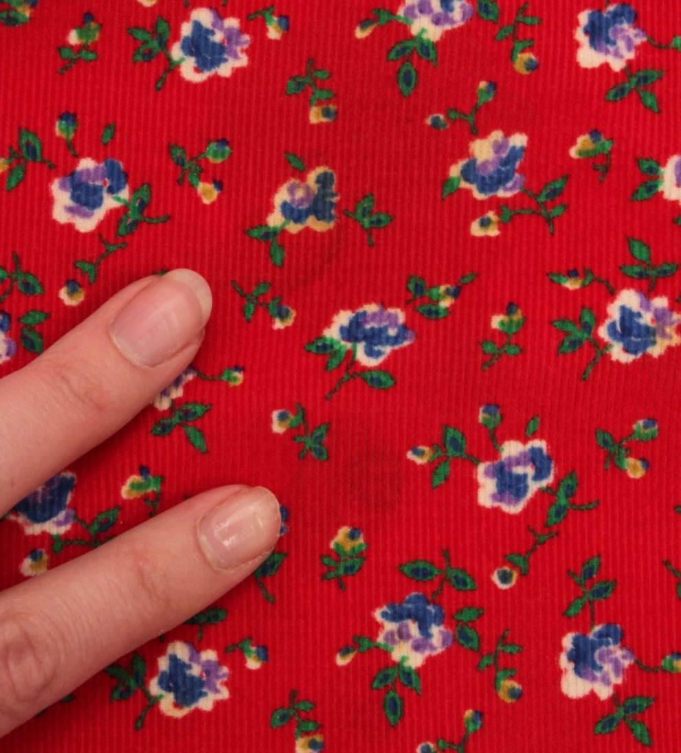 Vtg Womens 80s 90s Red Floral Laura Ashley Fabric Corduroy Jumpsuit W/ Belt XS/S