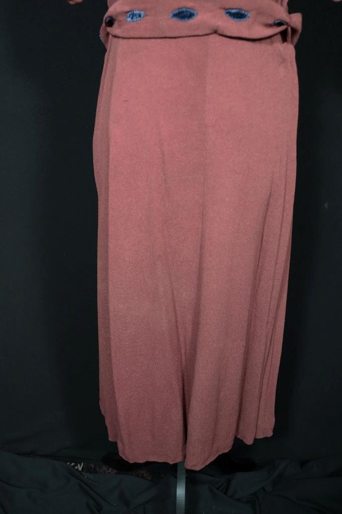Very Rare Vintage WII Era 1940’s Rust Color Rayon Crepe Dress Size 6+