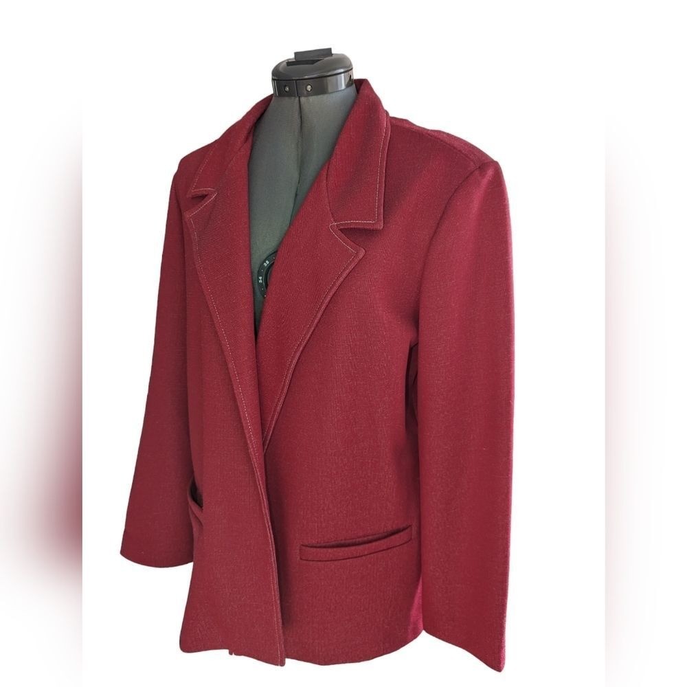 Vintage KoKo Knits of California red jacket with white stitching