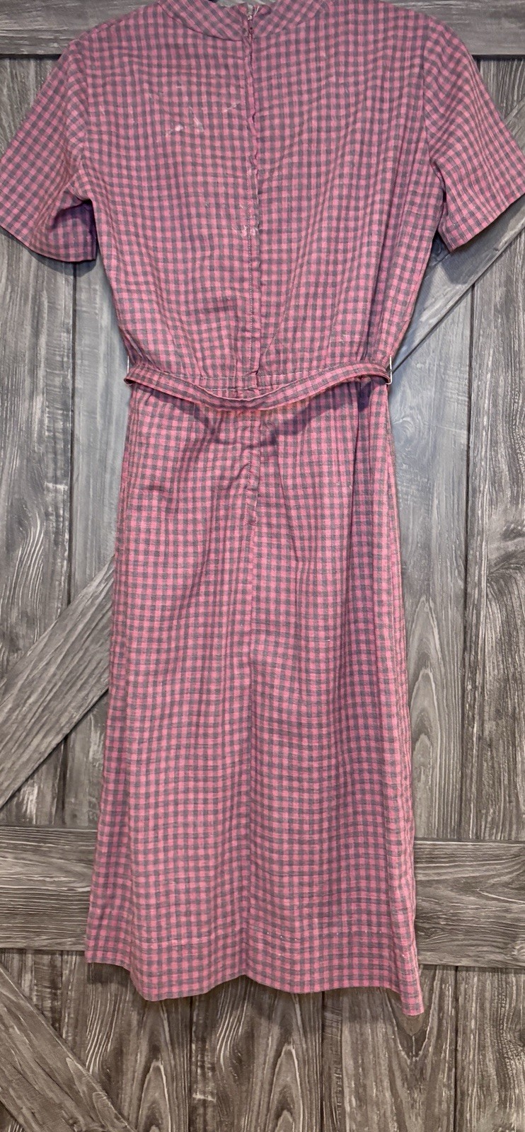 Union Made Vintage 60s Nancy Greer Dress Plaid Thin Belted Small Black Red