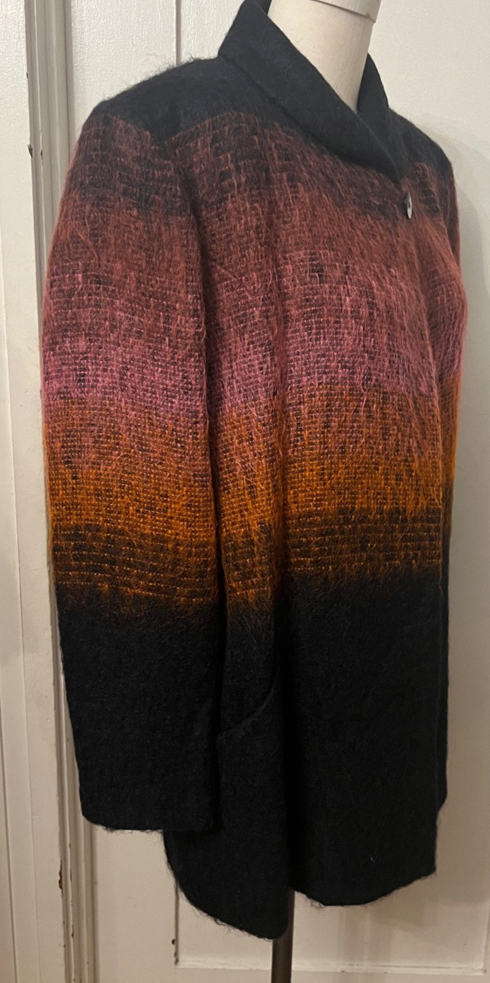 Vtg 80s Emil Rutenberg Mohair Woven Gradient Ombres Coat Jacket Women Size Small