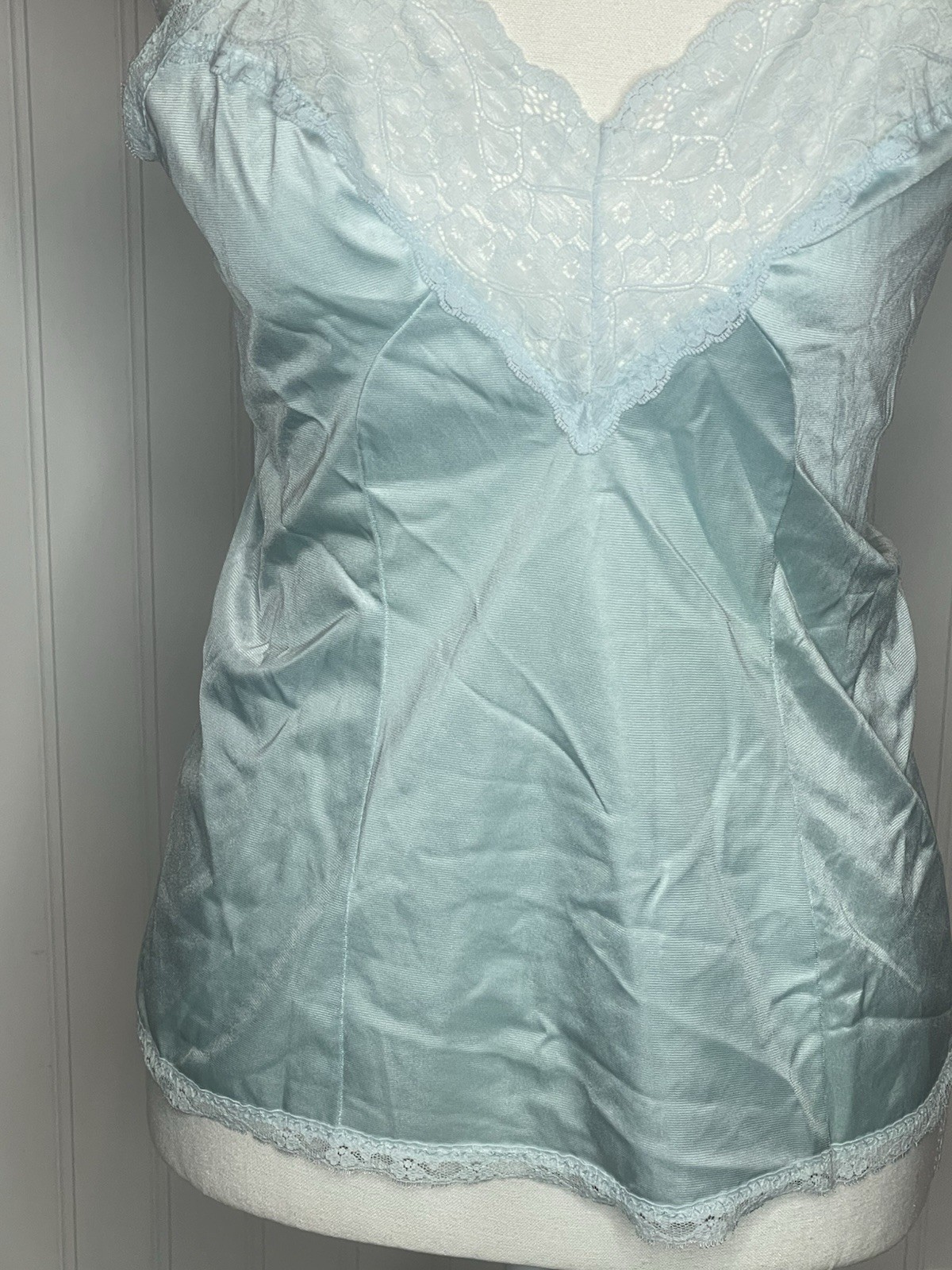 Vintage Blue Camisole Lace Lingerie Size 10/32 Cami