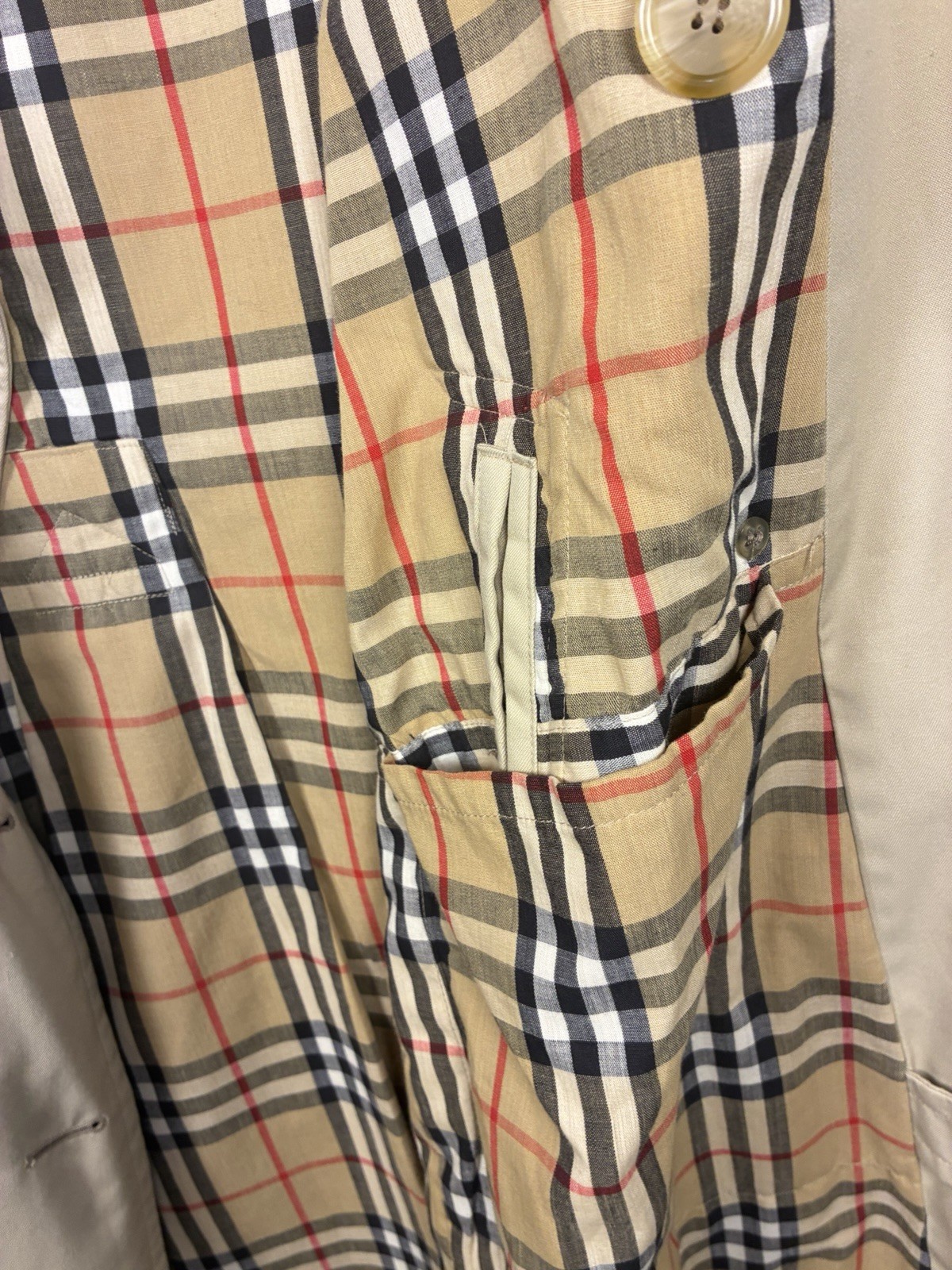Burberry VTG Novacheck Long Trench Coat England Women Unisex M Double Breasted