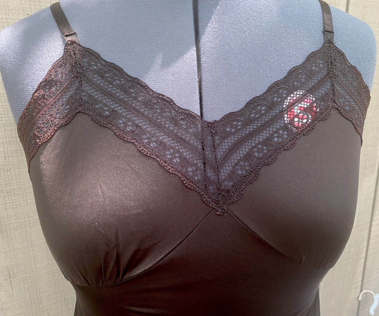 Black Antron III Nylon Adjustable Hem & Straps Nightie Slip Size 34 To Knee Vtg