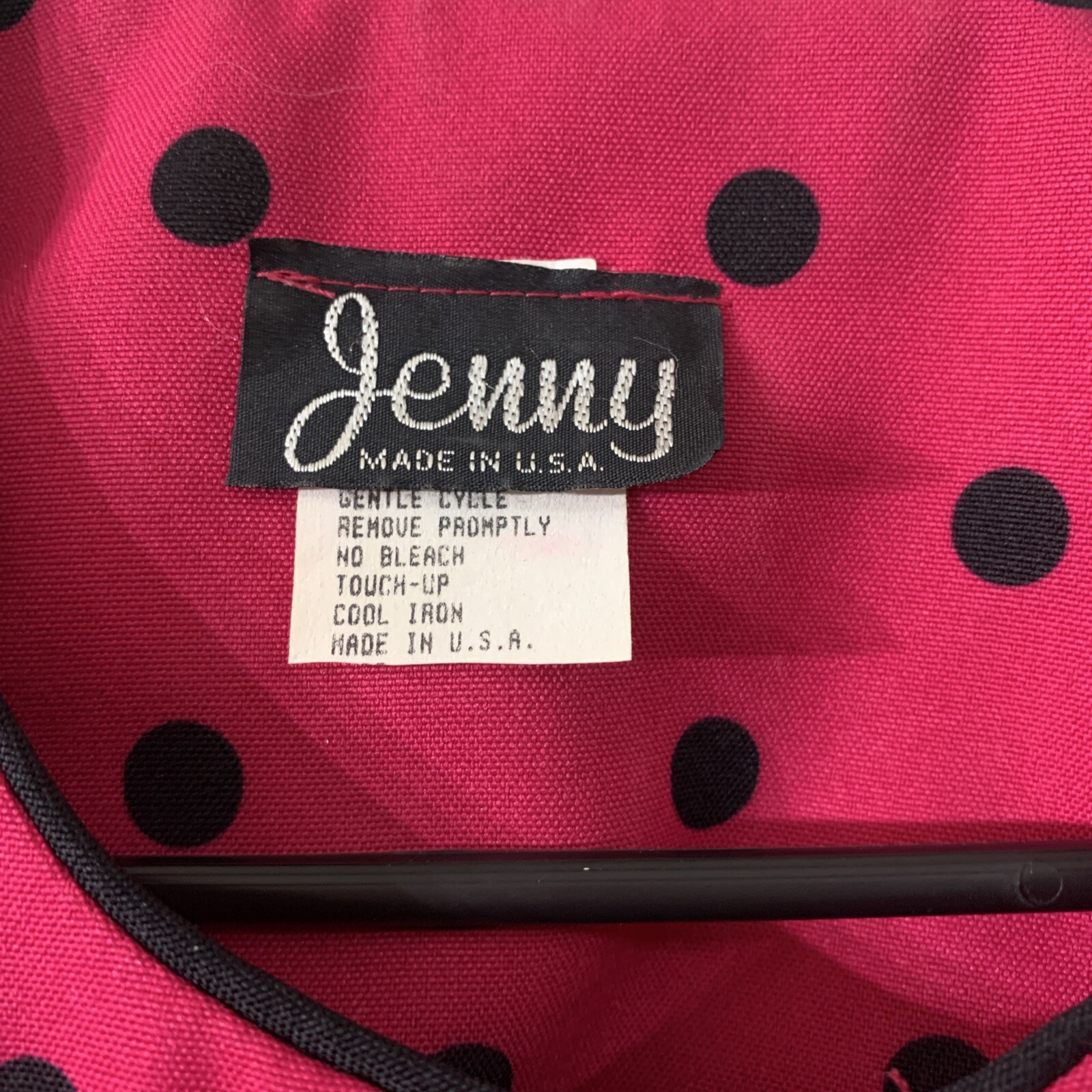VTG 1980s Hot Pink Black Polka Dot Blouse Size M Secretary Retro Barbie Minnie