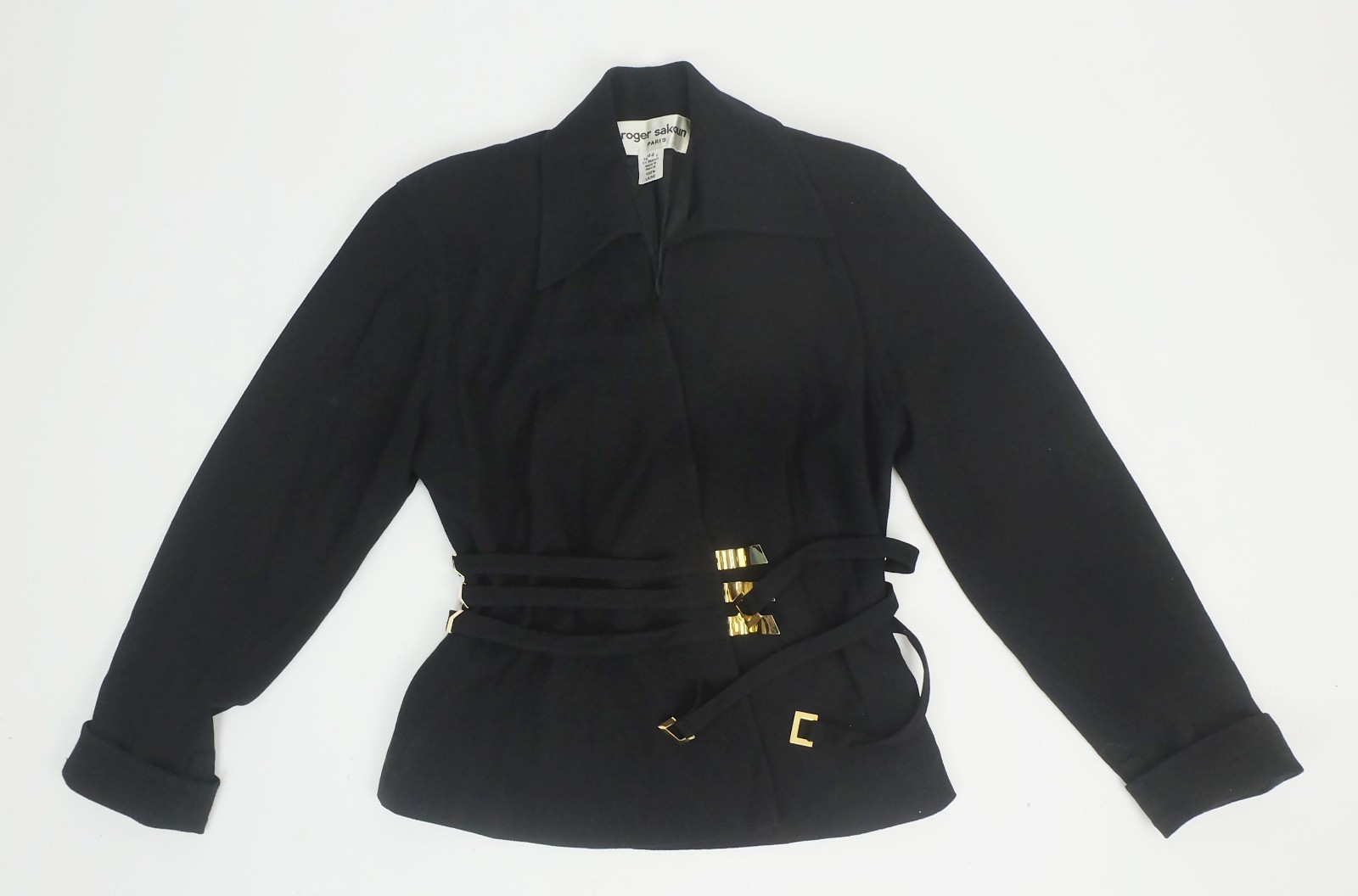 extravagant jacket roger sakoun paris 80s size M black wool fabric
