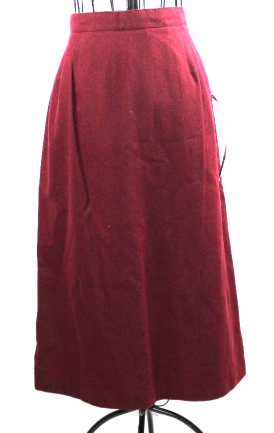 Vintage Sag Harbor Marina Pappas Wool Blend Skirt – Dark Red / Burgundy NOS