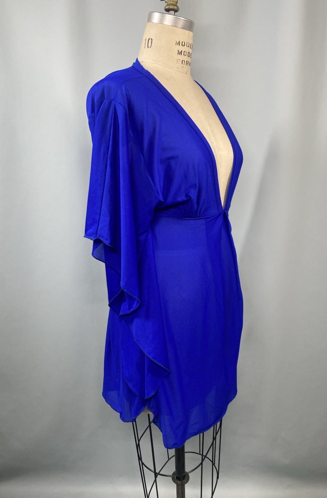Vintage Top SIZE LARGE blue beach swim cover-up 70s Y2K 90s classic plunge sexy