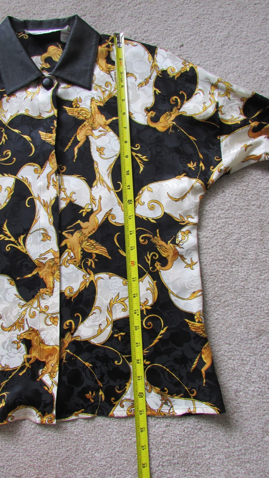 Vintage 80’s Womens Silk and Leather Unicorn Blouse Exit Shops-S