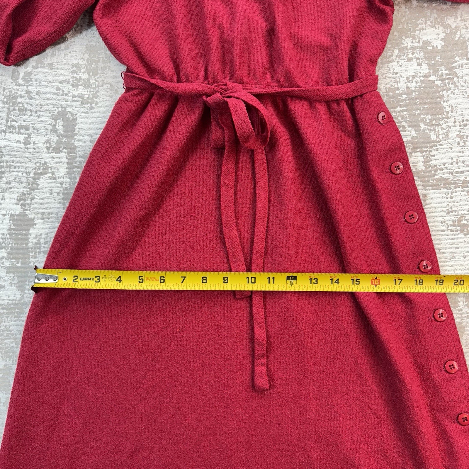 LF Petite Leslie Faye Vintage Red Dress Lightweight Terry Cloth V-Neck USA