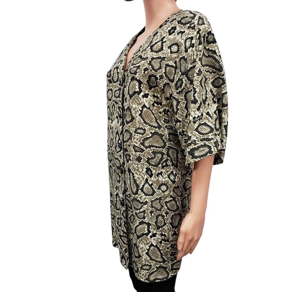 Vintage Truffles Top Blouse Snake Animal Print Made in USA Button down Plus 2X