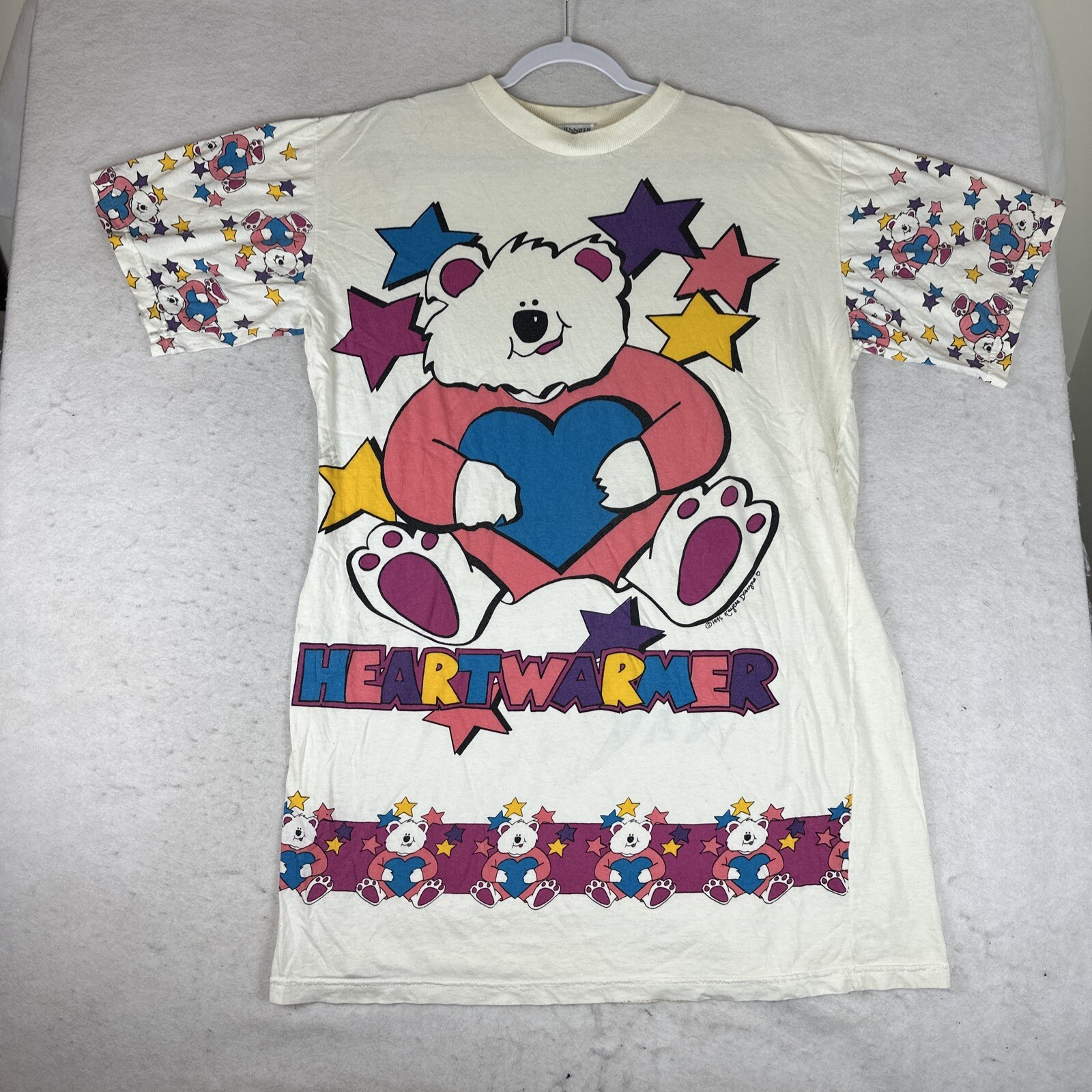 Vintage 1995 Jennifer Dale TEDDY BEAR HEARTWARMER Tshirt Long Nightgown