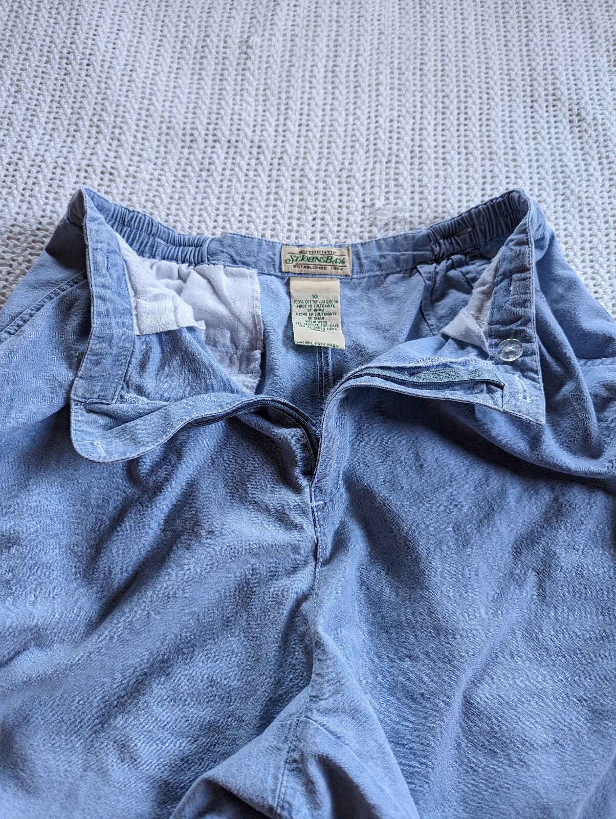VTG St. John’s Bay Women’s 10 Denim Jean Shorts High Elastic Waist 100% Cotton