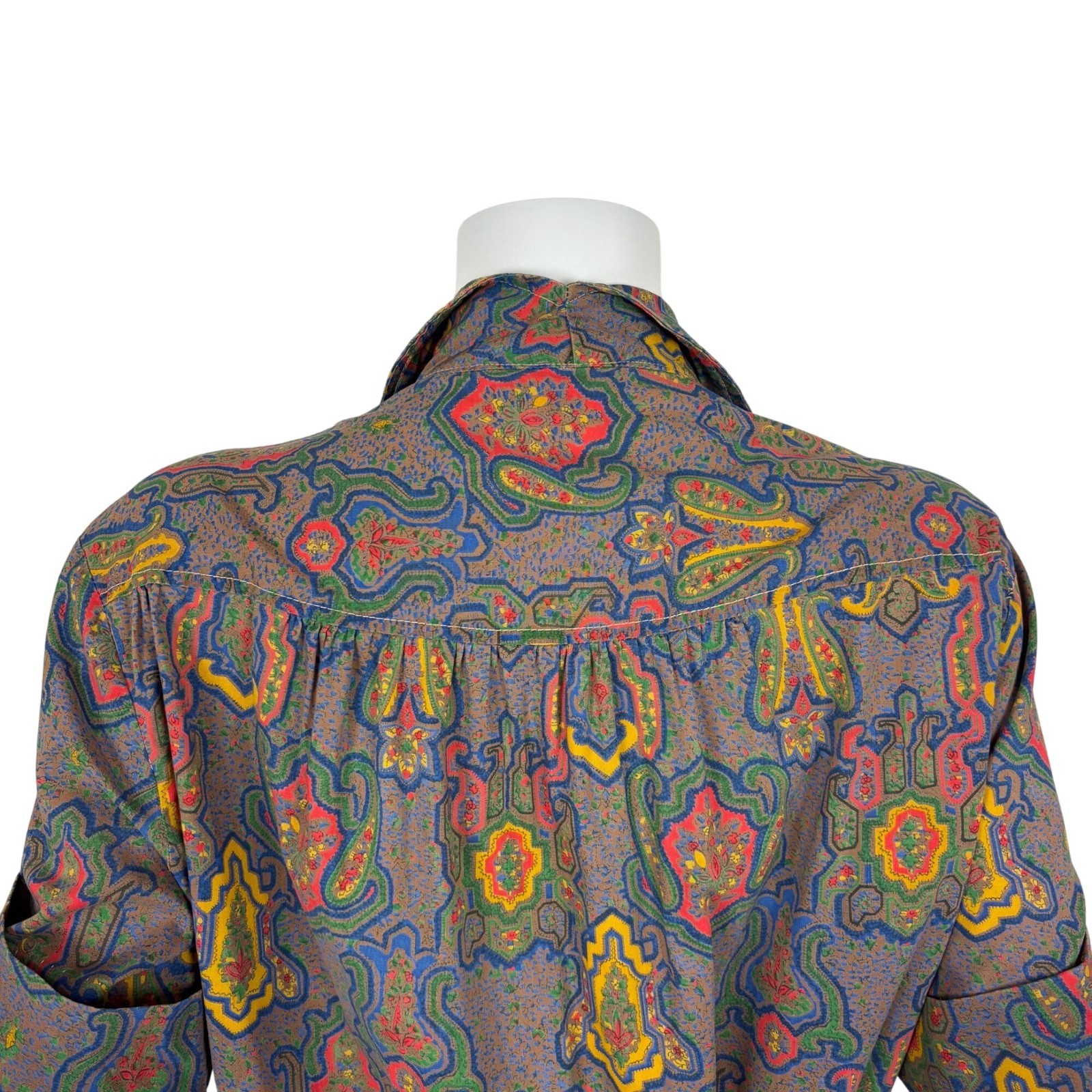 Vintage 50s Jumpsuit Womens L AS IS Multicolored Pattern Cotton Zip Up Casual