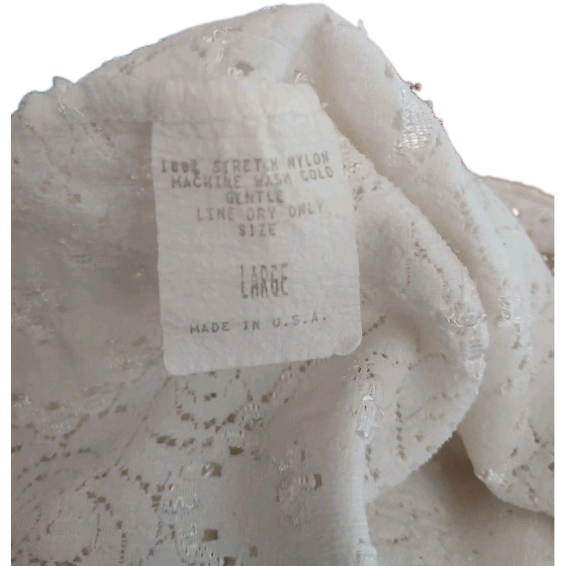 Vintage Doris Pooser Stretchy White Size Large Open Patterned Top