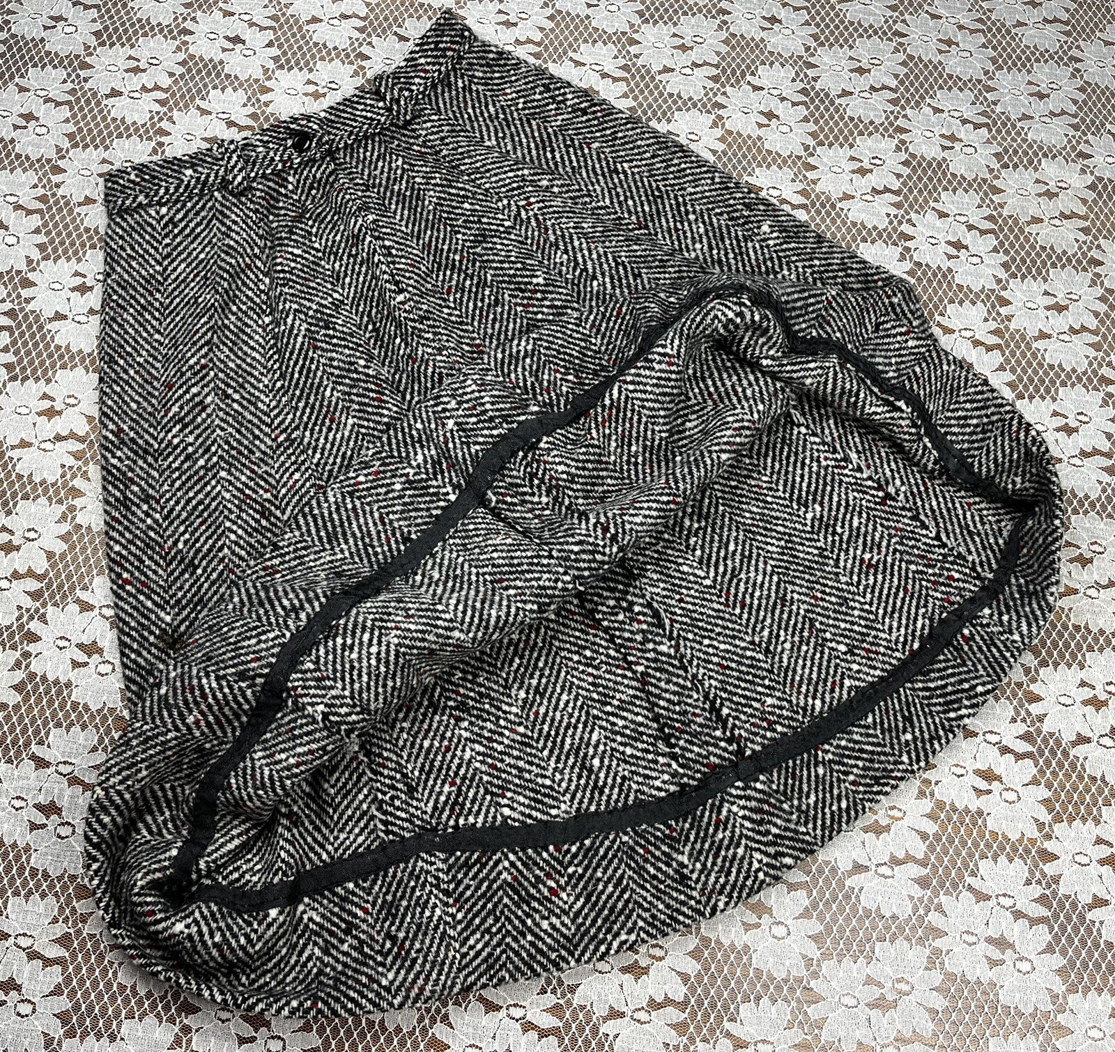 Vintage 1950s 1960s Home Sewn Textured Heavy Wool Midi Paneled Skirt