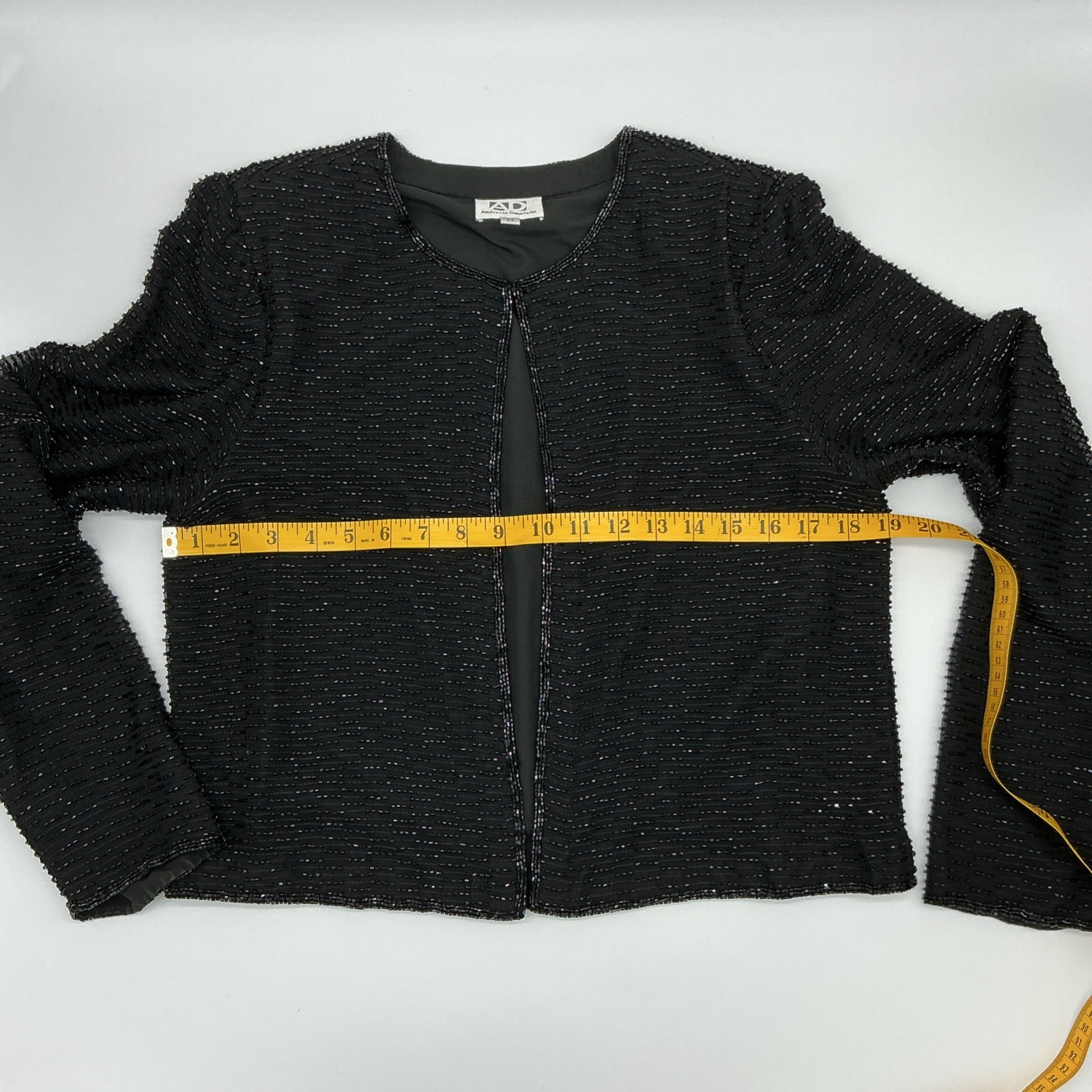 Vintage ANDRETTA DONATELLO Silk Beaded Jacket/Topper Black Size Medium