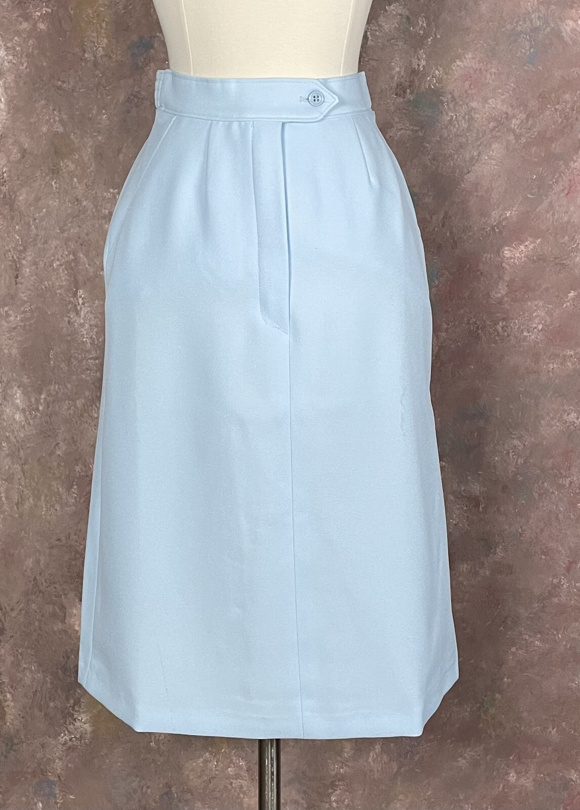 Light Blue 25″ Long Skirt Vintage 1970s Sears The Fashion Place 6P 26″ waist XS