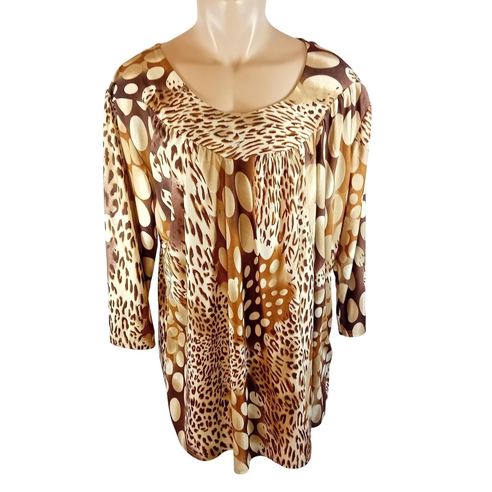Vintage Y2K Plus Size C.O.C. Animal Print Tunic Maximalism Bohemian Casual 2XL
