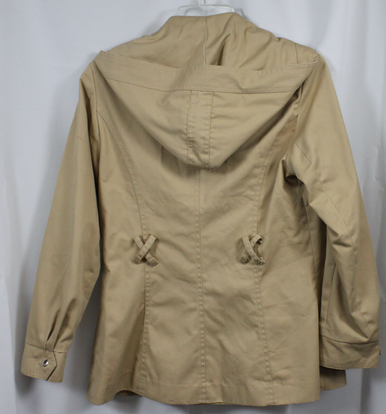 Vtg Jacket Coat Zip Front Khaki Mod Retro 70s Cotton Twill Hong Kong Mid XS/S