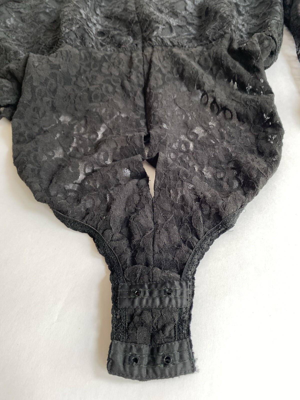 Vintage Bill Blass Evening Women’s Black Lace Bodysuit Size Large Snap Closure
