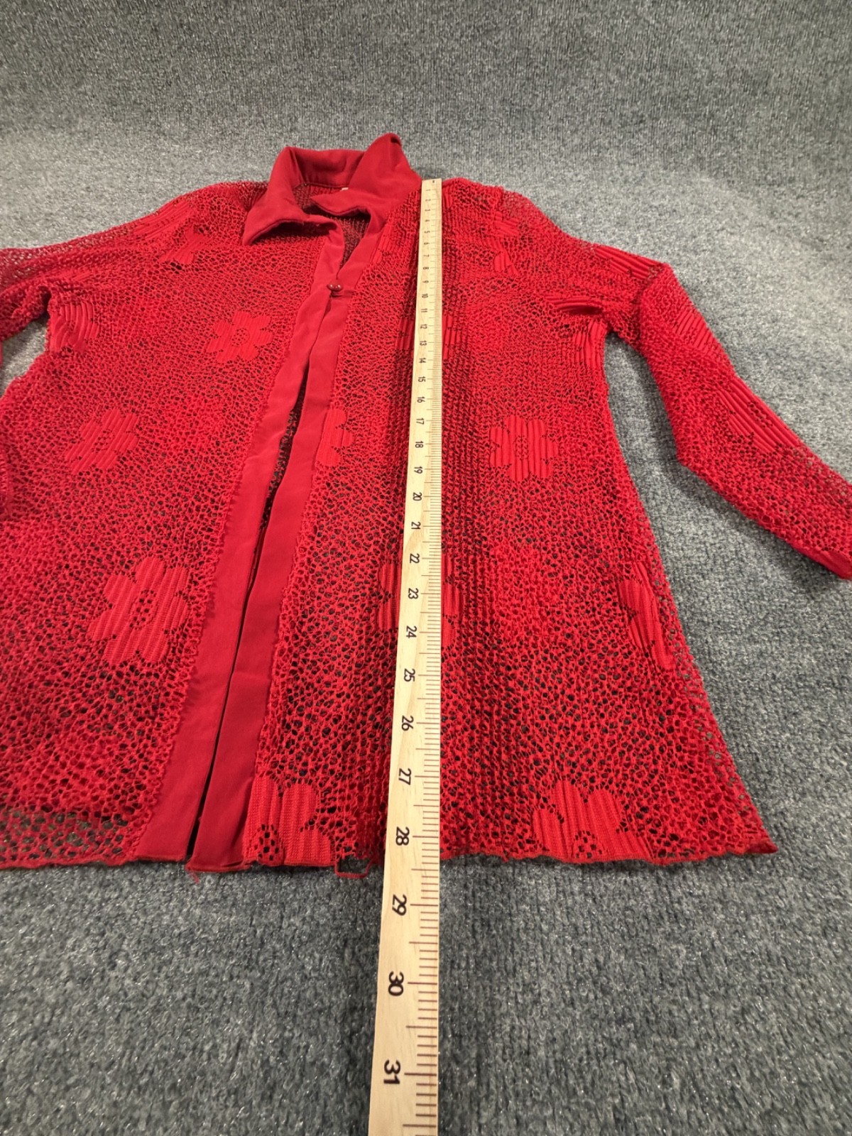 Vintage 1970’s Red Floral Lace Blouse NO TAGS / NO SIZE