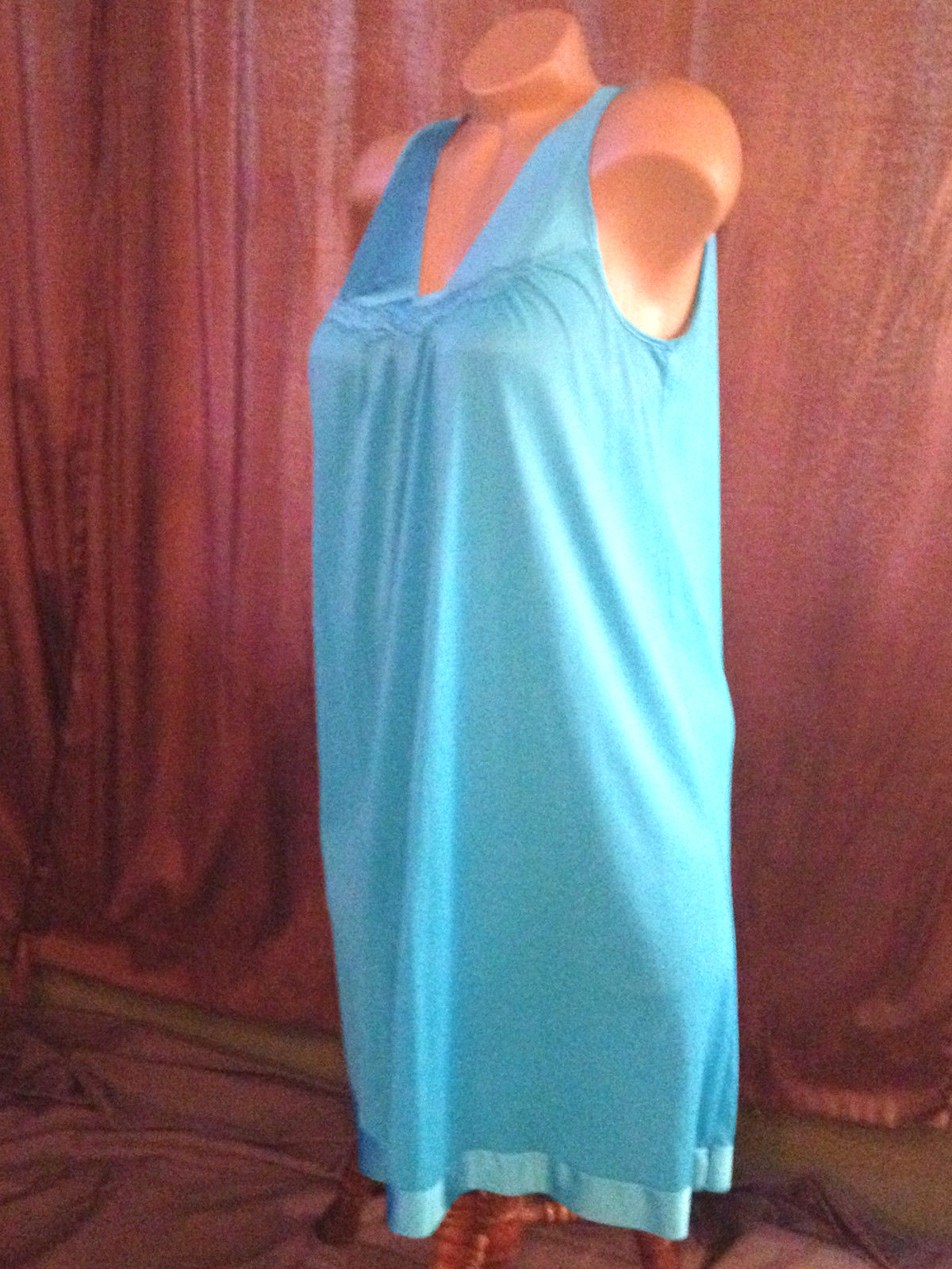 VTG VANITY FAIR ROBE & GOWN NYLON Chiffon RETRO BluePeignoir Sissy Négligée L68