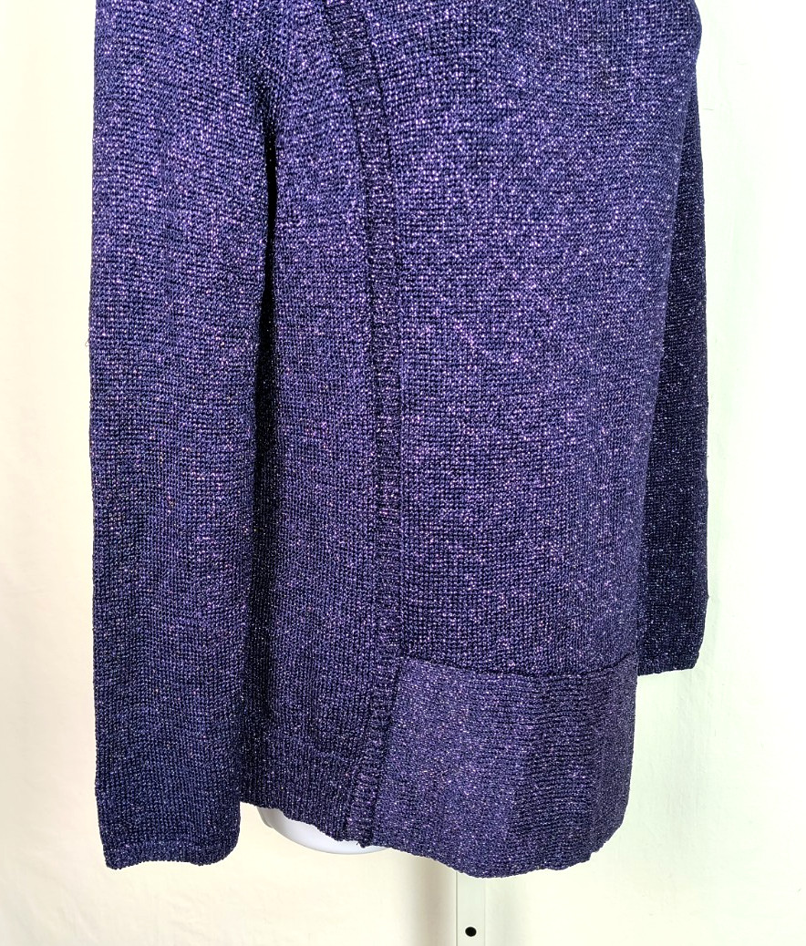 VTG CHICO’S PURPLE STRETCH TOP WITH SILVER METALLIC SPARKLING THREAD SIZE 1