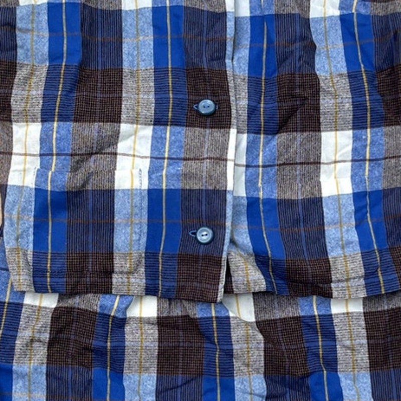 Two Piece Blue Checkered Dress Set 1960’s Size M