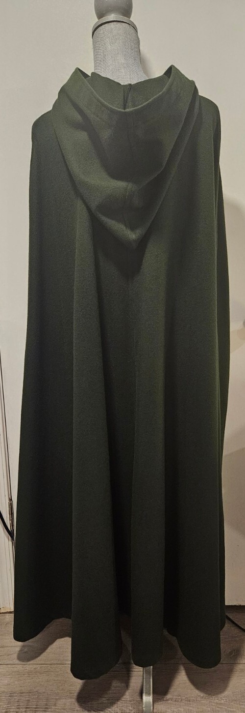 Aunt Abigail’s Attic Medium Dark Green Wool Full Length Cape Hooded Vintage 80’s