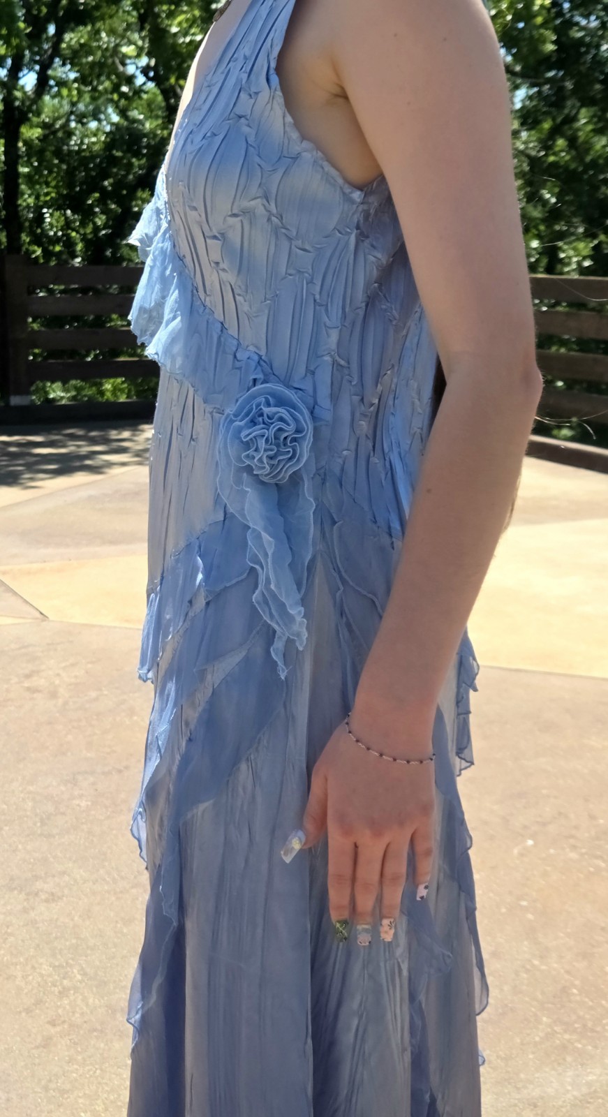 KOMAROV 2 Tone Fairy Garden Dress Crinkled Pleats Whimsical Asymmetrical Hem XL