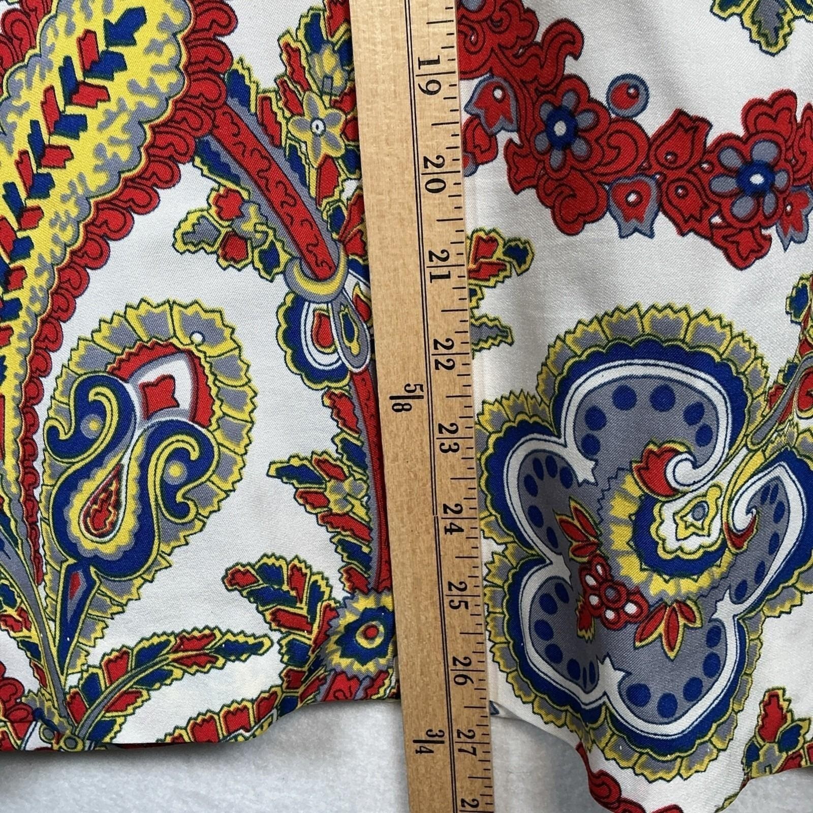 Vintage Gammon Paisley Button Down Blouse Red Blue Yellow Size 12 Long Sleeve