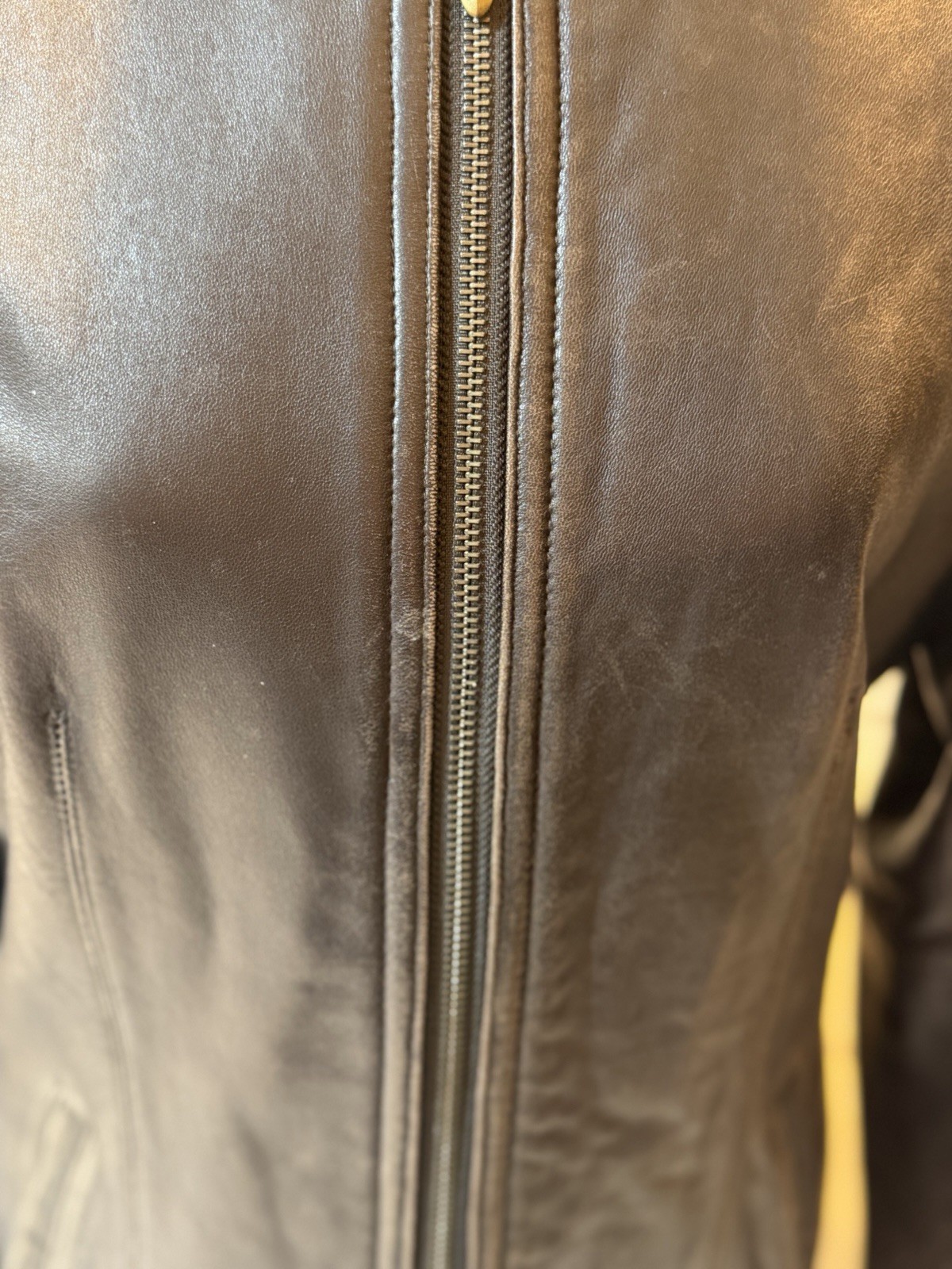 Vintage Lord & Taylor Brown Leather Jacket Size 4 90s Y2K Minimalist Indie Sleek