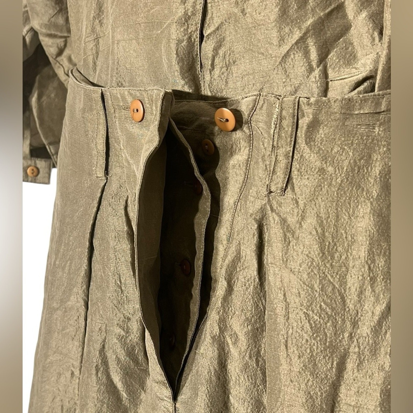 Vintage 80s Silk Set Padded Shoulder Power Suit Camel Tan Utility Pants M