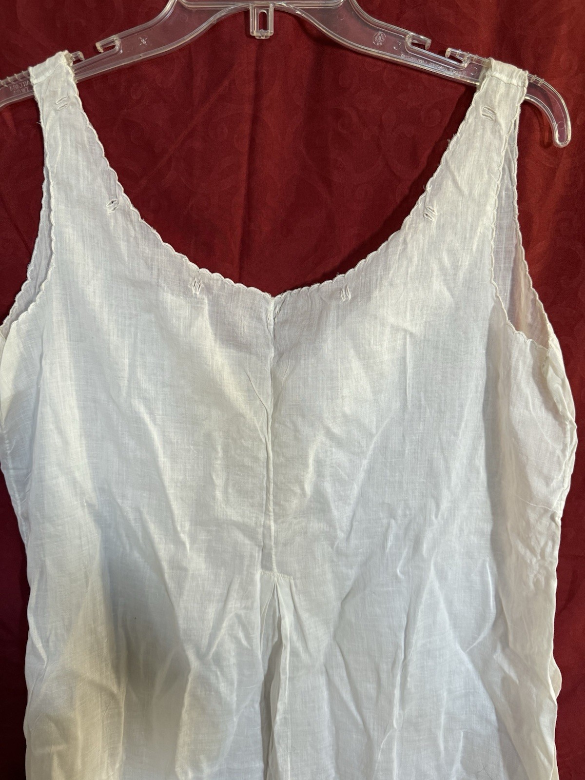 Antique Edwardian Handmade White Cotton Chemise Step-In Teddy Embroidered 1905