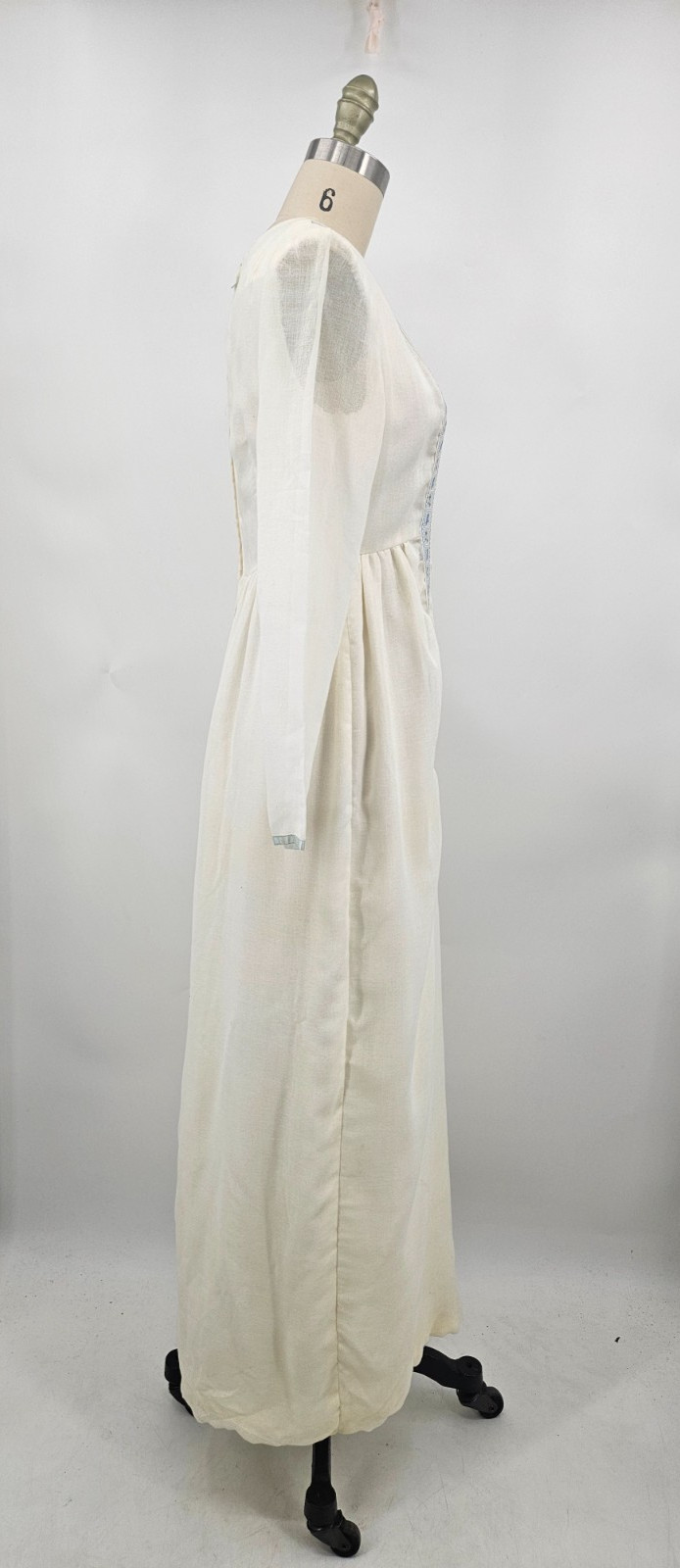 VTG Young Edwardian Arpeja Off White Gauze Maxi Dress Womens 11 Peasant