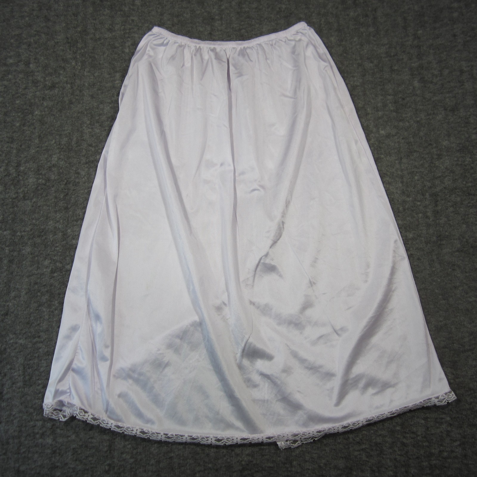 Vtg Greenco Maid Half Slip Size L Lilac Lace Trim Elastic Waist Cottage Coquette