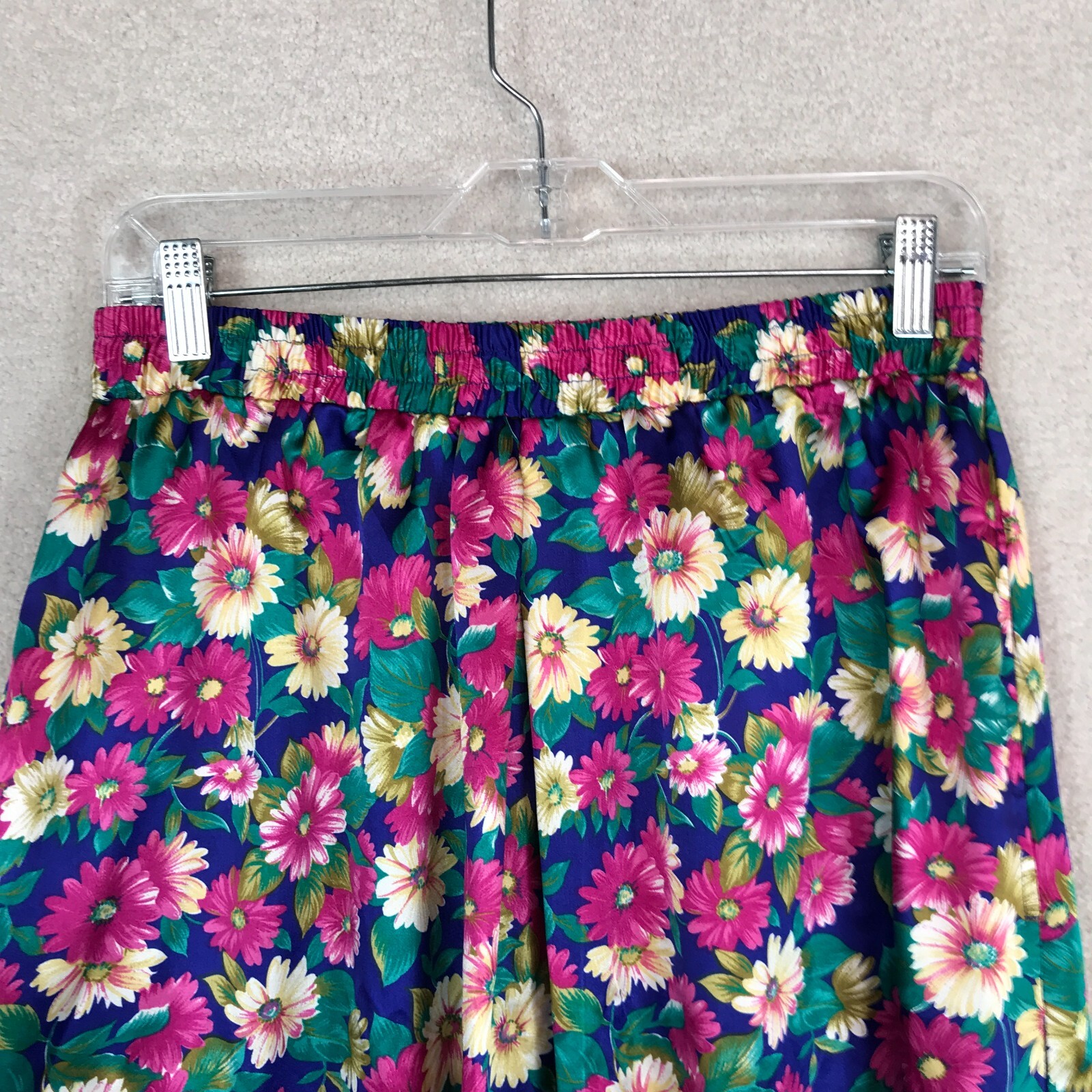 Vintage Skirt Measures Womens Medium (No Tag) Floral Satin Pockets 90s Cottage
