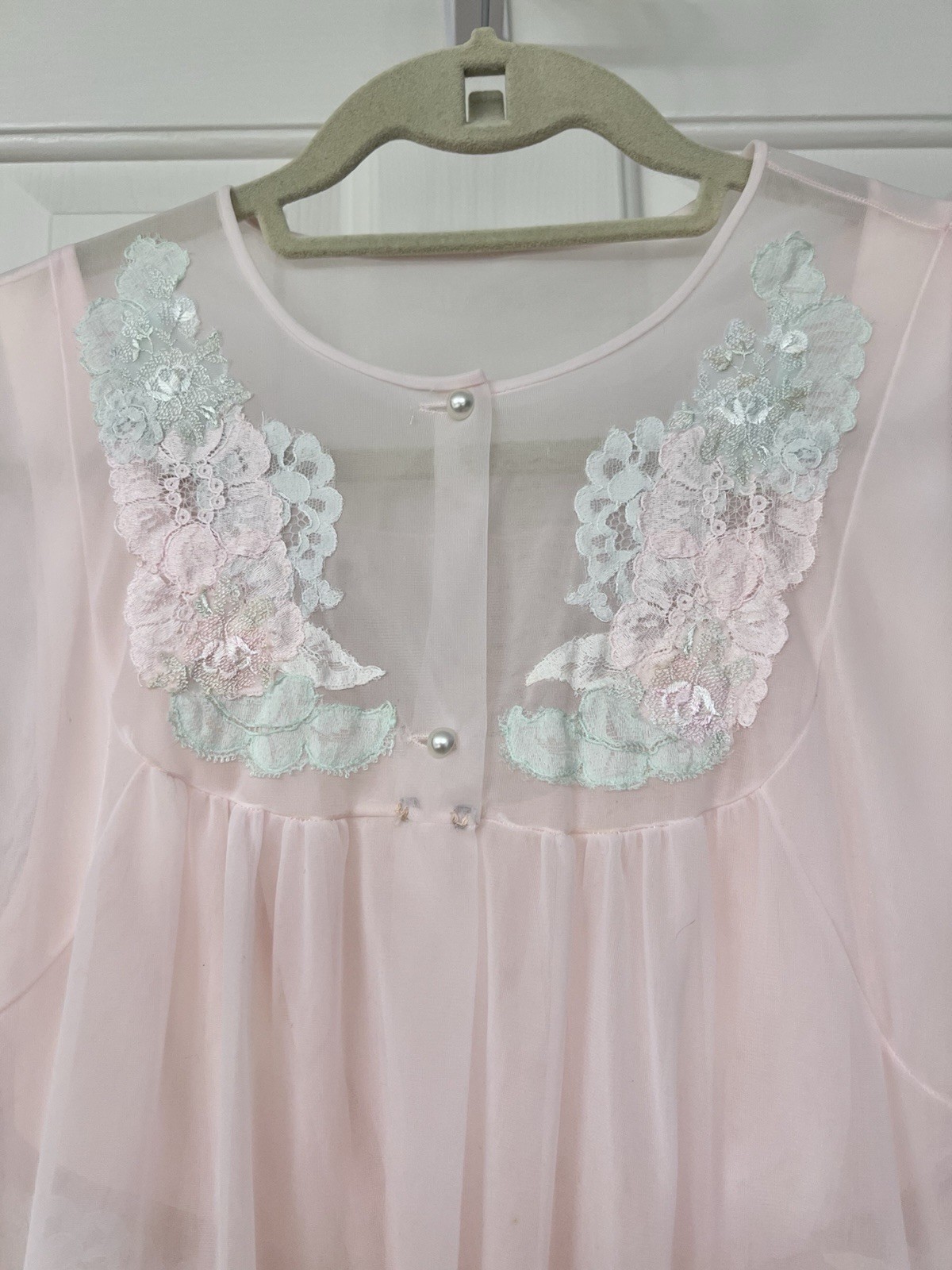 Vintage Shadowline Pink Nylon and Chiffon Long Peignoir Set Size S